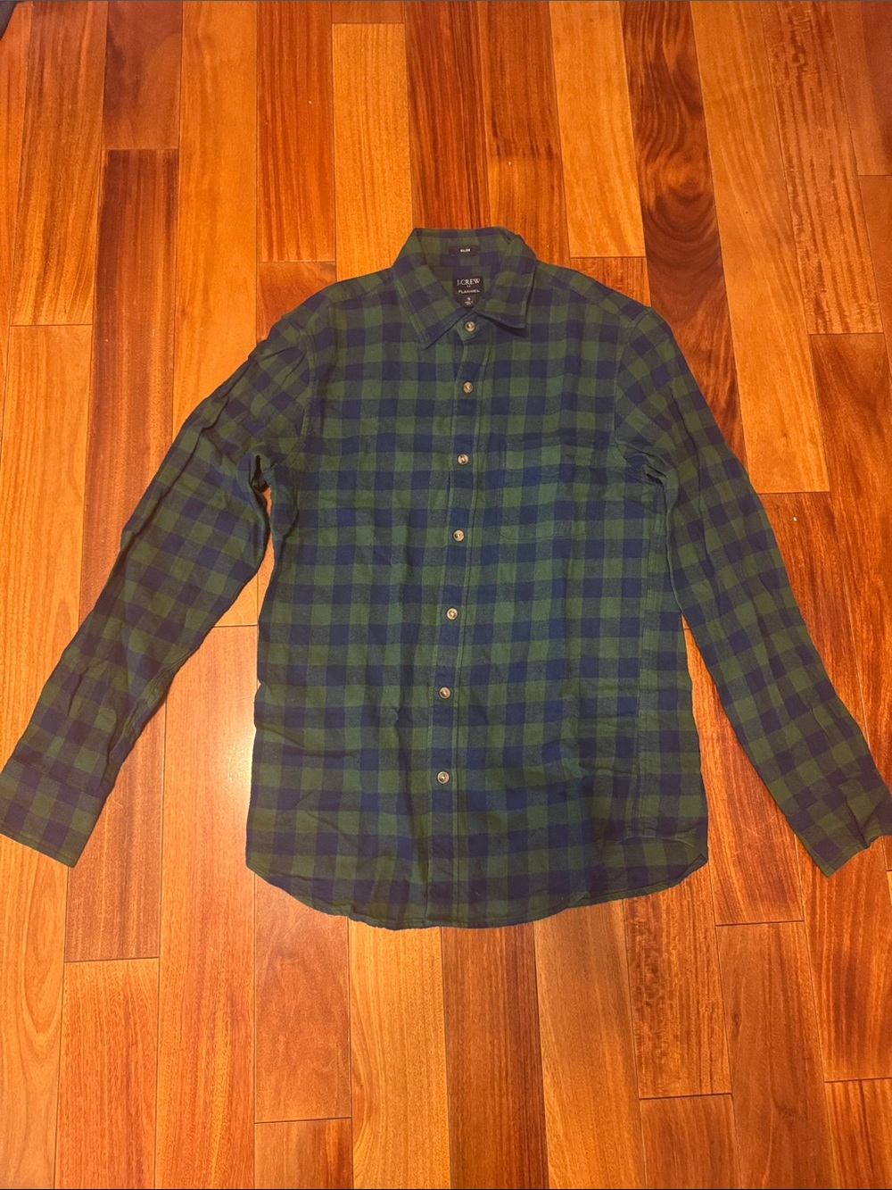 J. Crew Navy and Green Check Button-Down Shirt
